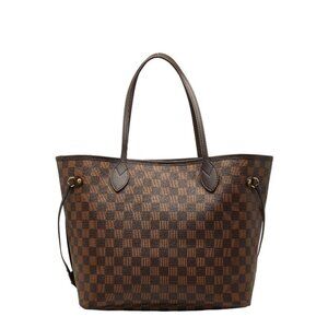 Louis Vuitton Damier Neverfull MM Brown Leather Handbag